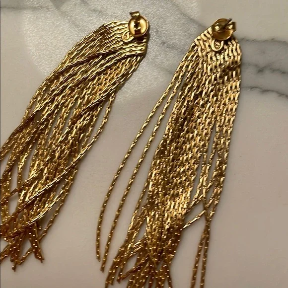 Sezane NEW classic chic Gold Chain Tassel Earrings with box and pouch 💕 - Picture 5 of 5